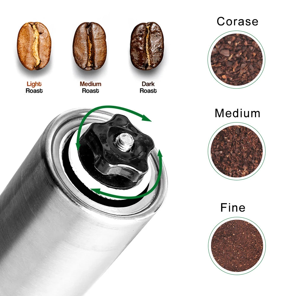 Manual Coffee Grinder Stainless Steel Hand Burr Mill Portable Kitchen Coffee Tool Compact Design