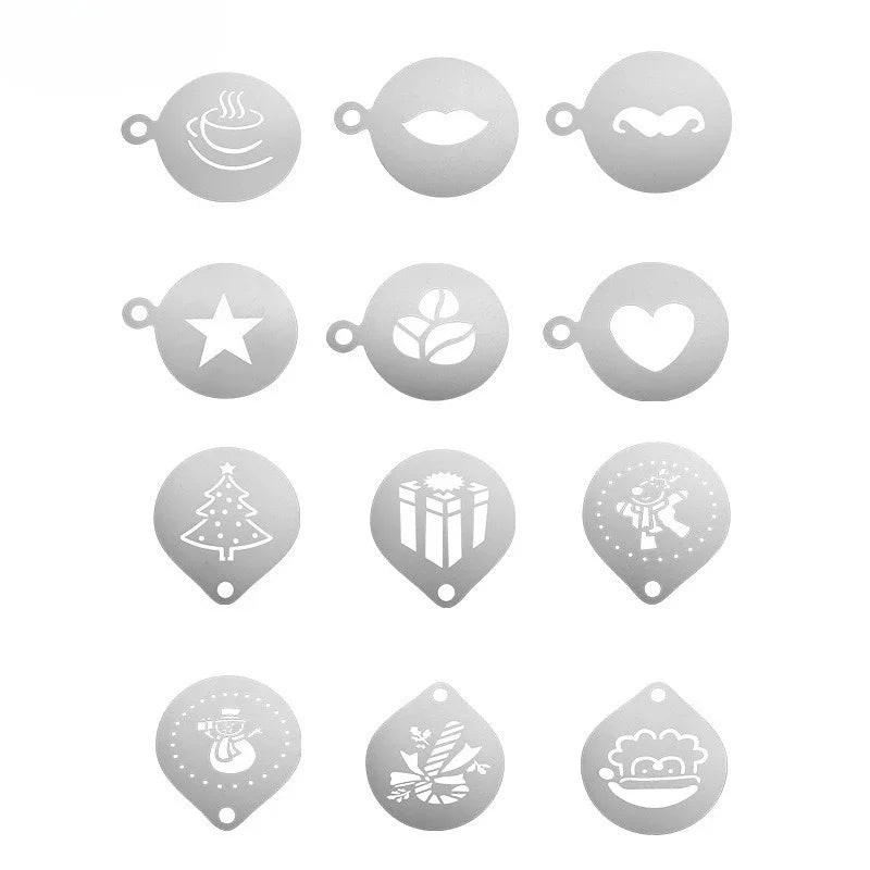 Stainless Steel Coffee Stencil | Latte Milk Foam Spray Art Mould for Coffee & Dessert Decoration