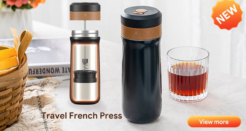 Recafimil Portable French Press Pot Double Thermal Insulation Cold Storage Travel Outdoor Stainless