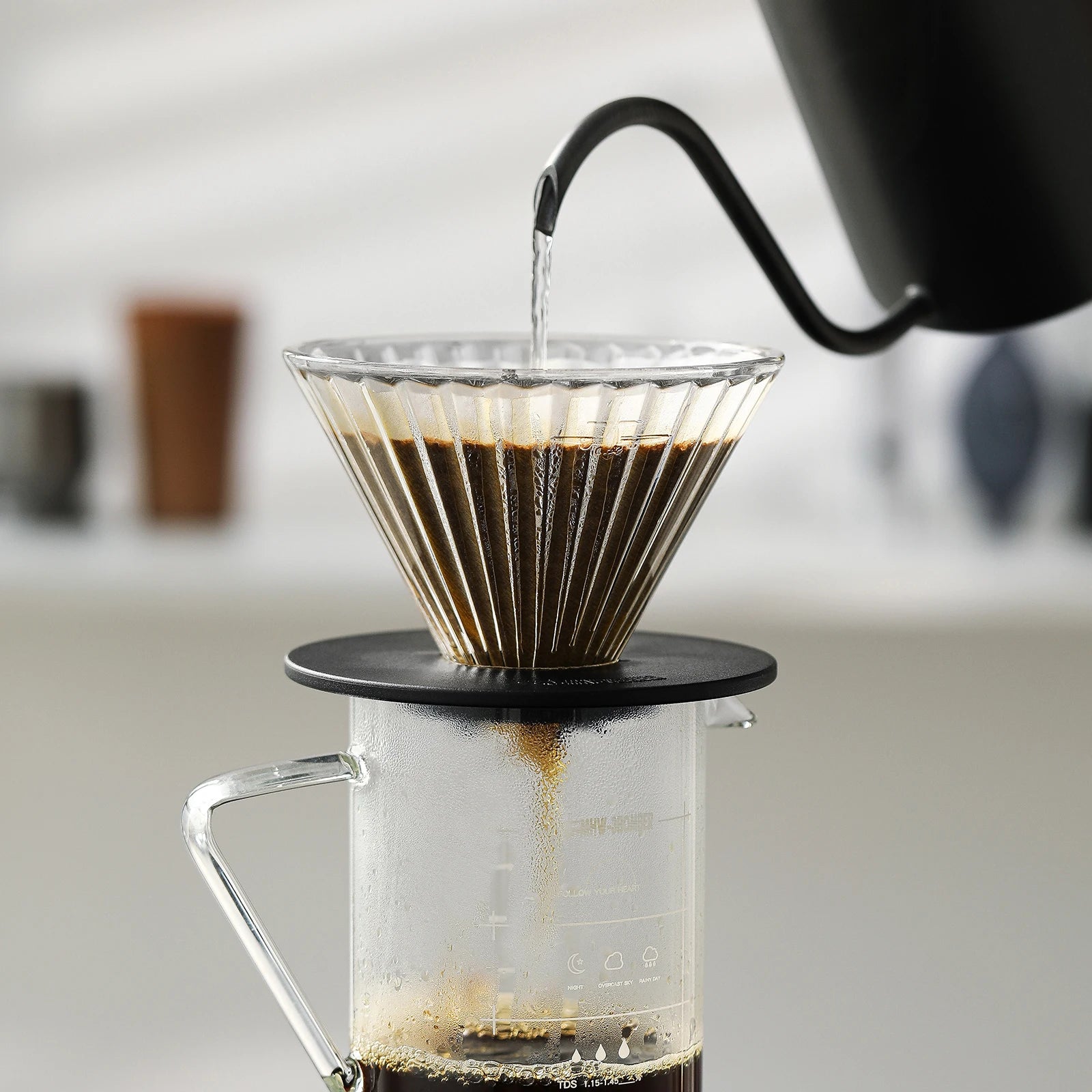 Glass Coffee Filter Cup and Espresso Filter Paper Set Reusable Cone Pour Over Coffee Dripper Filters