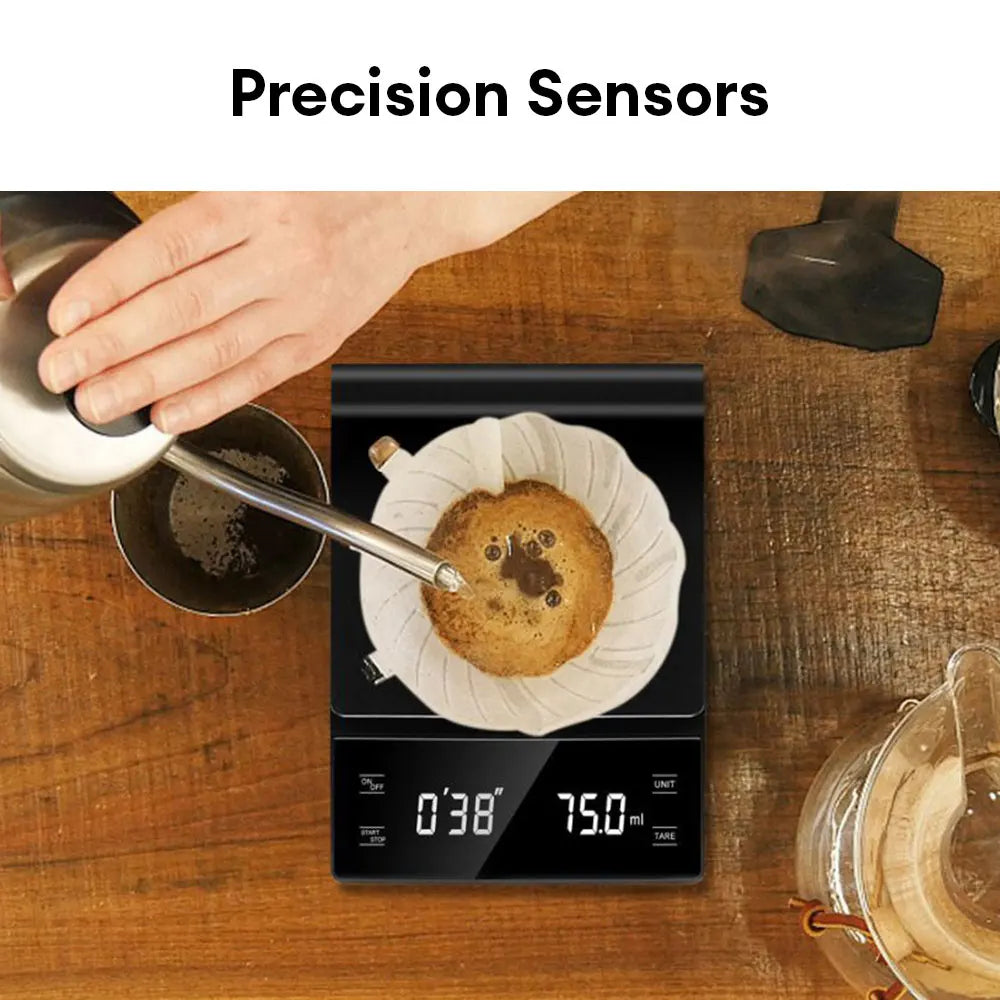 High-Precision Coffee Scale 3kg/0.1g with Timer and Backlit LCD for Pour Over and Espresso Brewing