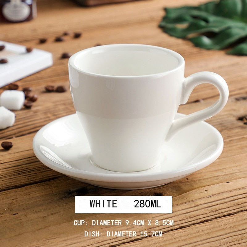 280ml American Latte Ceramic Coffee Cup and Saucer Espresso Cups Porcelain Teacup Pottery Mugs