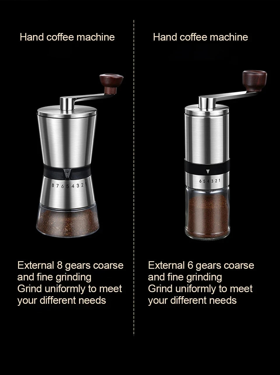 Manual Coffee Grinder with Ceramic Burr & Glass Jar
