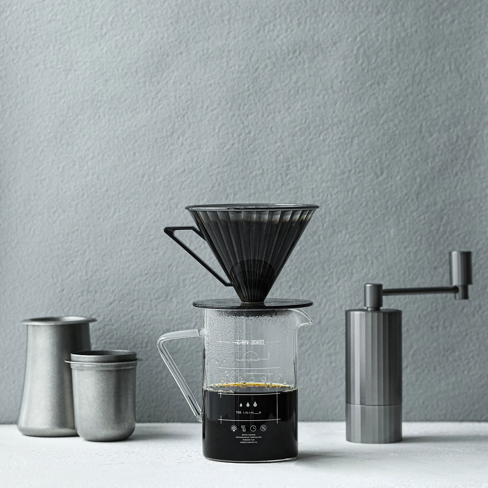 Pour Over Coffee Maker Set 400/600ml Gooseneck Kettle Coffee Dripper Brewer Clear Scale Glass Server