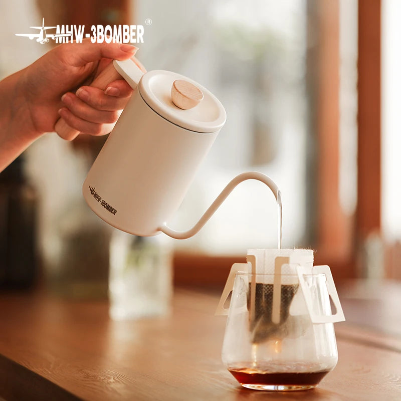 Pour Over Coffee Kettle 400ml/600ml Stainless Steel Gooseneck Pot Cafe Barista Kitchen Accessories