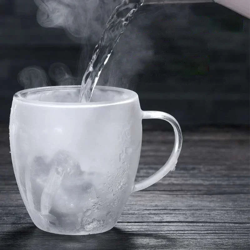 Double Bottom Wall Glass Coffee Cup Whiskey Tea Thermal Heat Resistant Mug Drinkware Tumbler Set