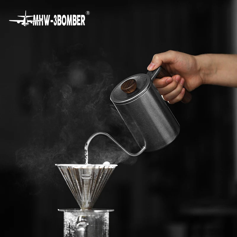 Pour Over Coffee Maker Set 400/600ml Gooseneck Kettle Coffee Dripper Brewer Clear Scale Glass Server