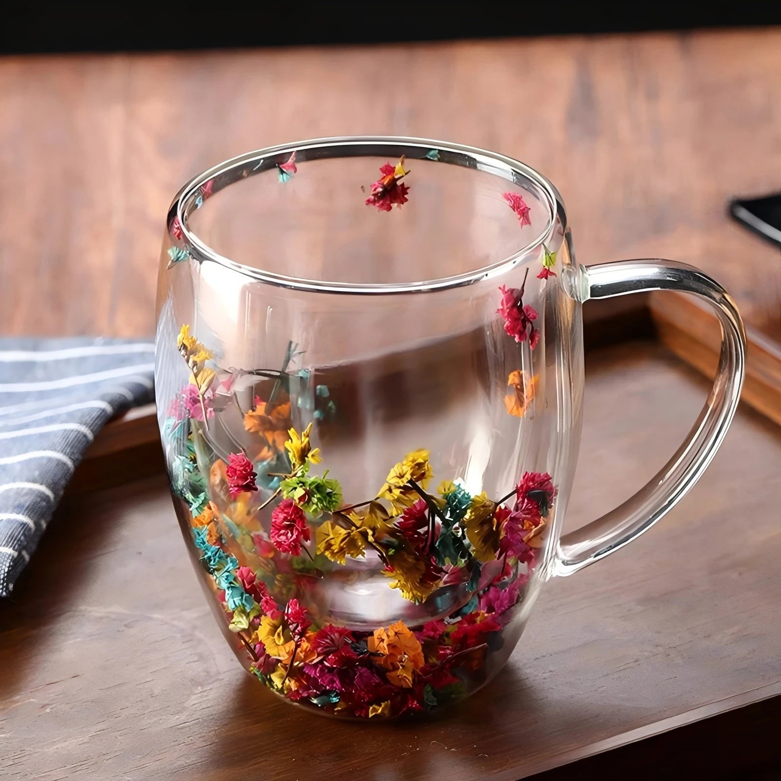 250/350ml Double Wall Glass Cup With Handle Heat Resistant Tea Coffee Cups Espresso Mug Christmas