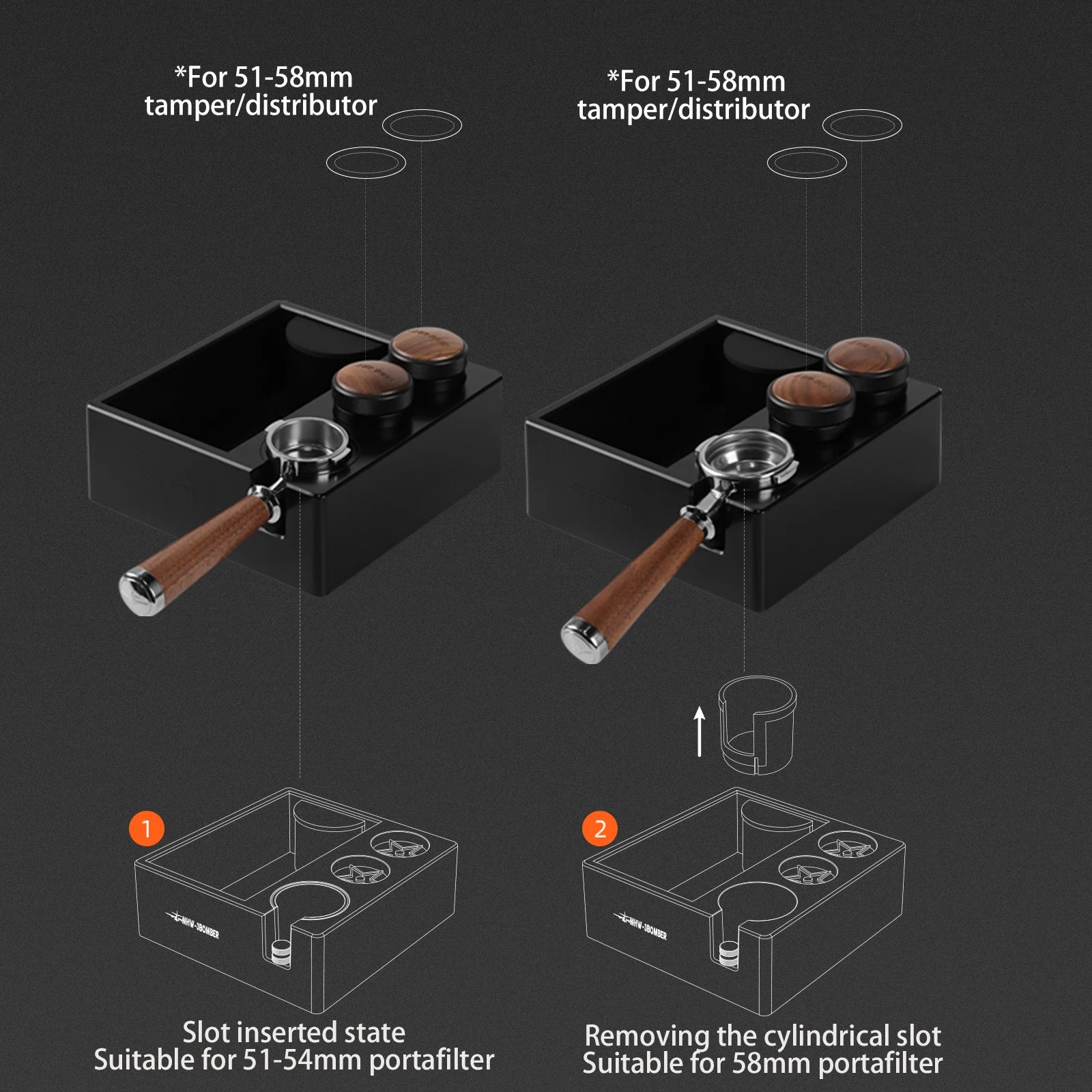 Knock Box 51mm 54m 58mm Coffee Tamper Station Adjustable Portafilter Holder Distributor Stand