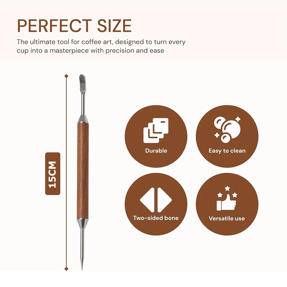 LMETJMA Stainless Steel Coffee Latte Art Pen | Spice & Cappuccino Decorative Drawing Tool