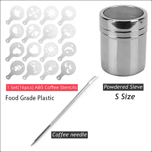 Coffee Stencils Set for Latte Art, Cappuccino, and Fancy Foam Designs, Stainless Steel & Plastic