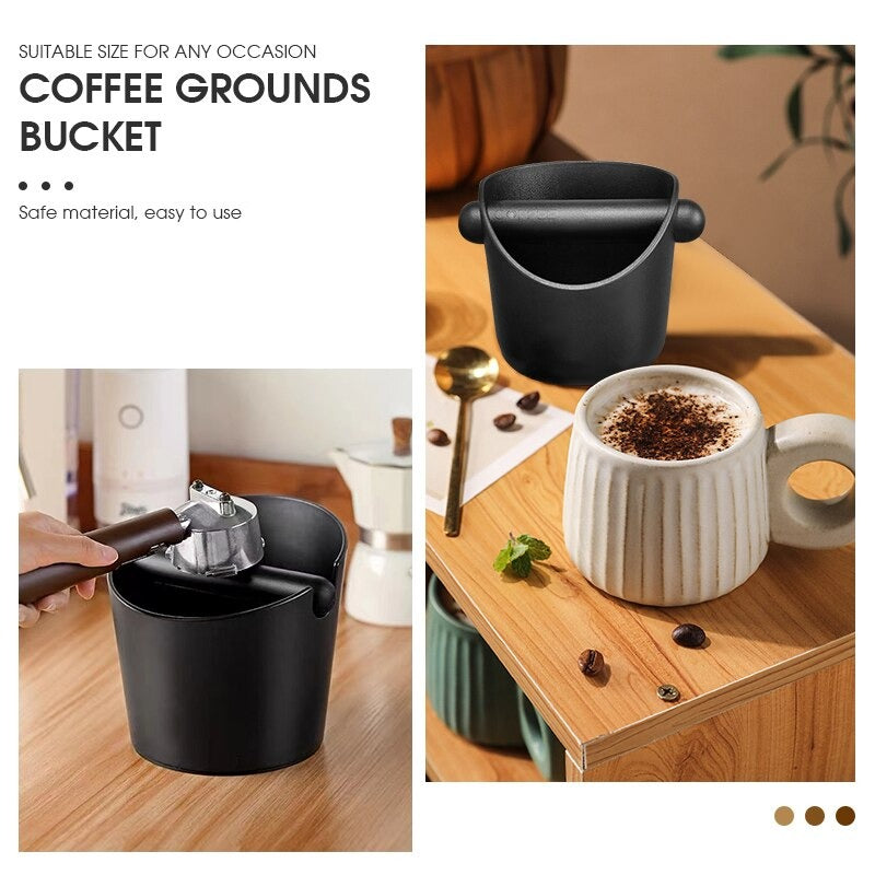 ABS Coffee Knock Box Espresso Grounds Container for Barista + Non-slip Base