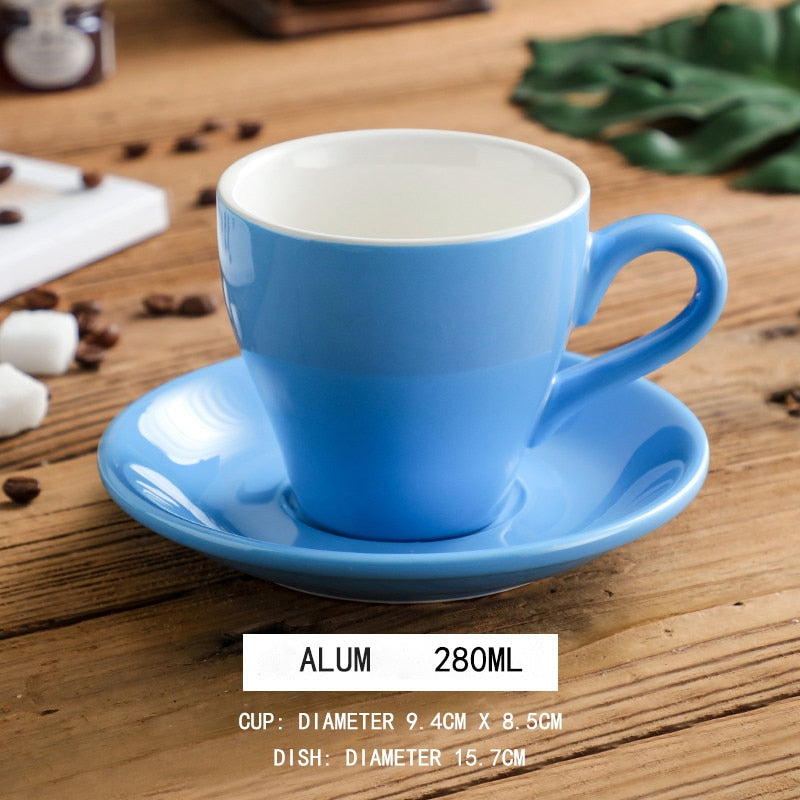 280ml American Latte Ceramic Coffee Cup and Saucer Espresso Cups Porcelain Teacup Pottery Mugs