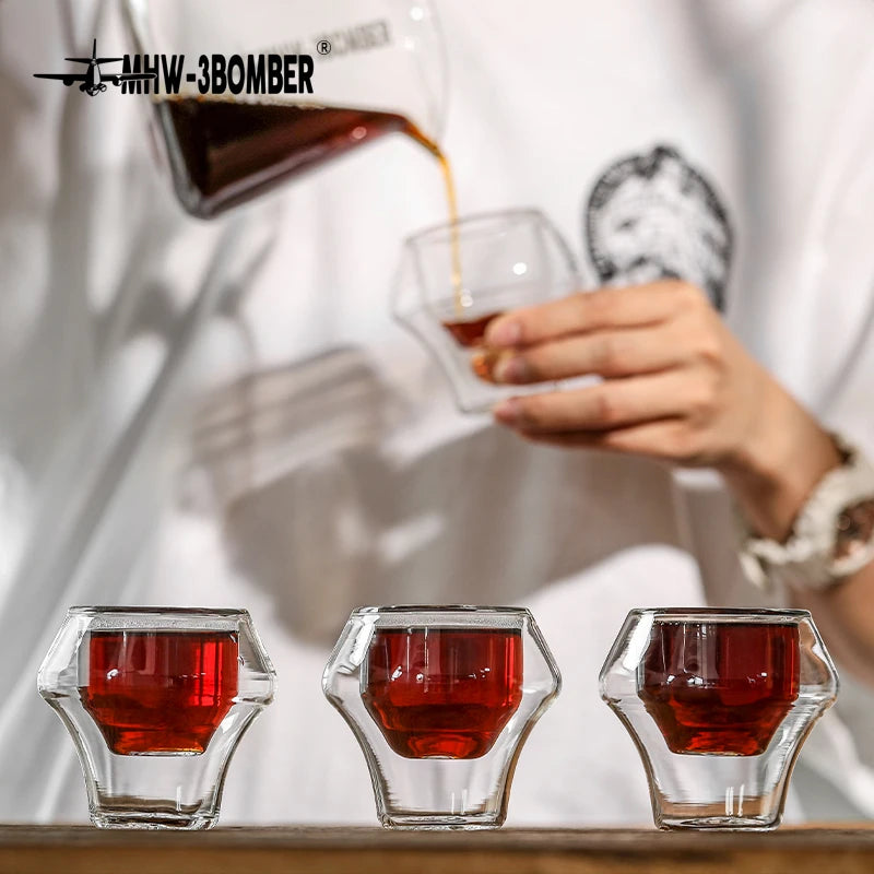 MHW-3BOMBER Double Wall Glass Espresso Cups Anti-scald Reusable Tea Mug Shot Glass Wine Home Barista