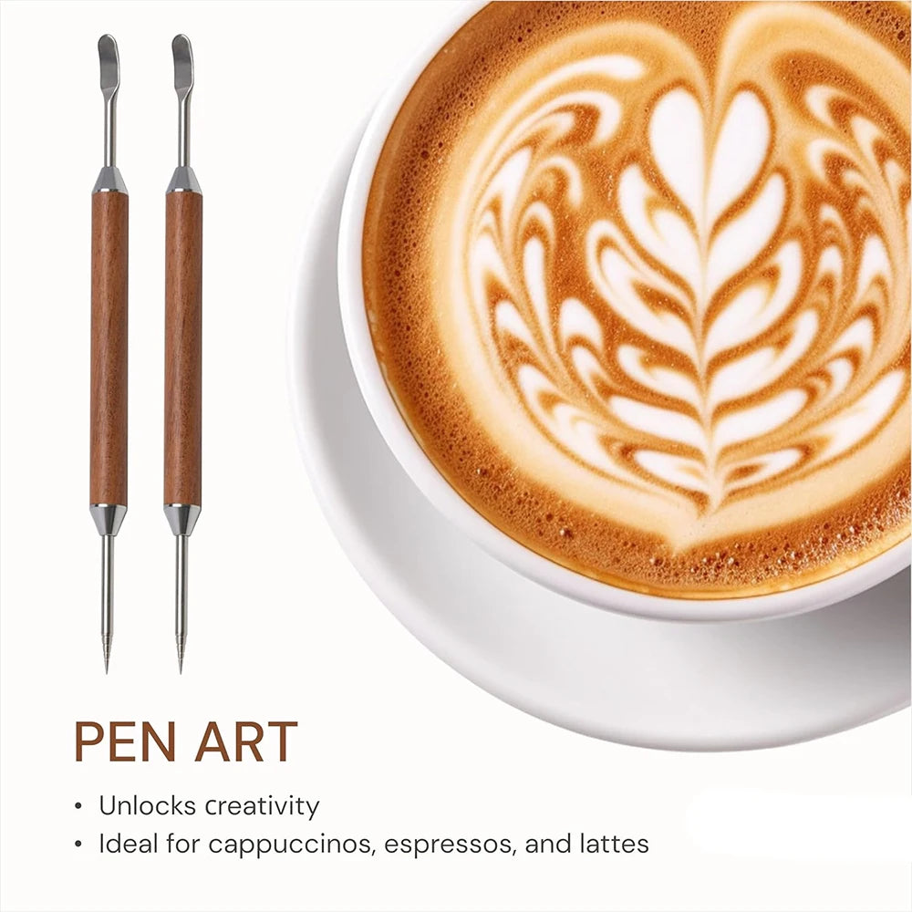 LMETJMA Stainless Steel Coffee Latte Art Pen | Spice & Cappuccino Decorative Drawing Tool