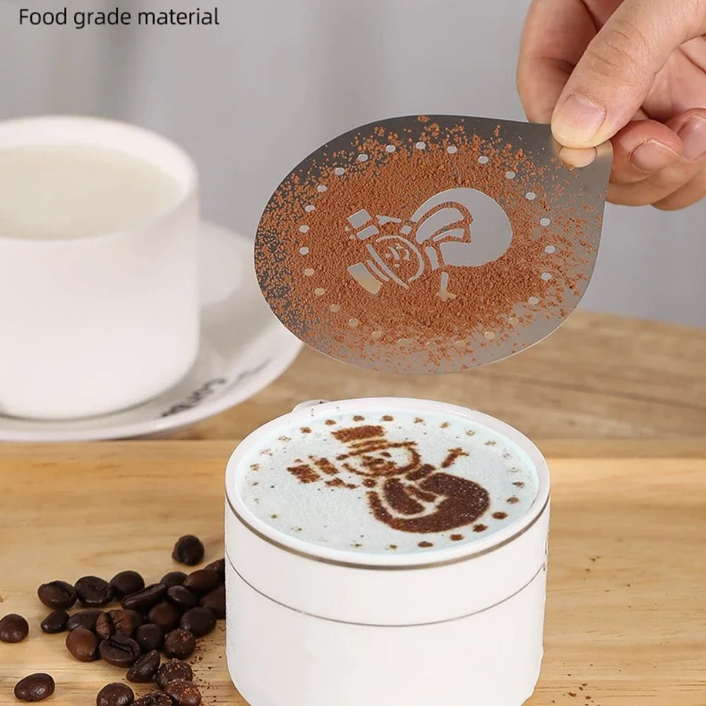 Stainless Steel Coffee Stencil | Latte Milk Foam Spray Art Mould for Coffee & Dessert Decoration