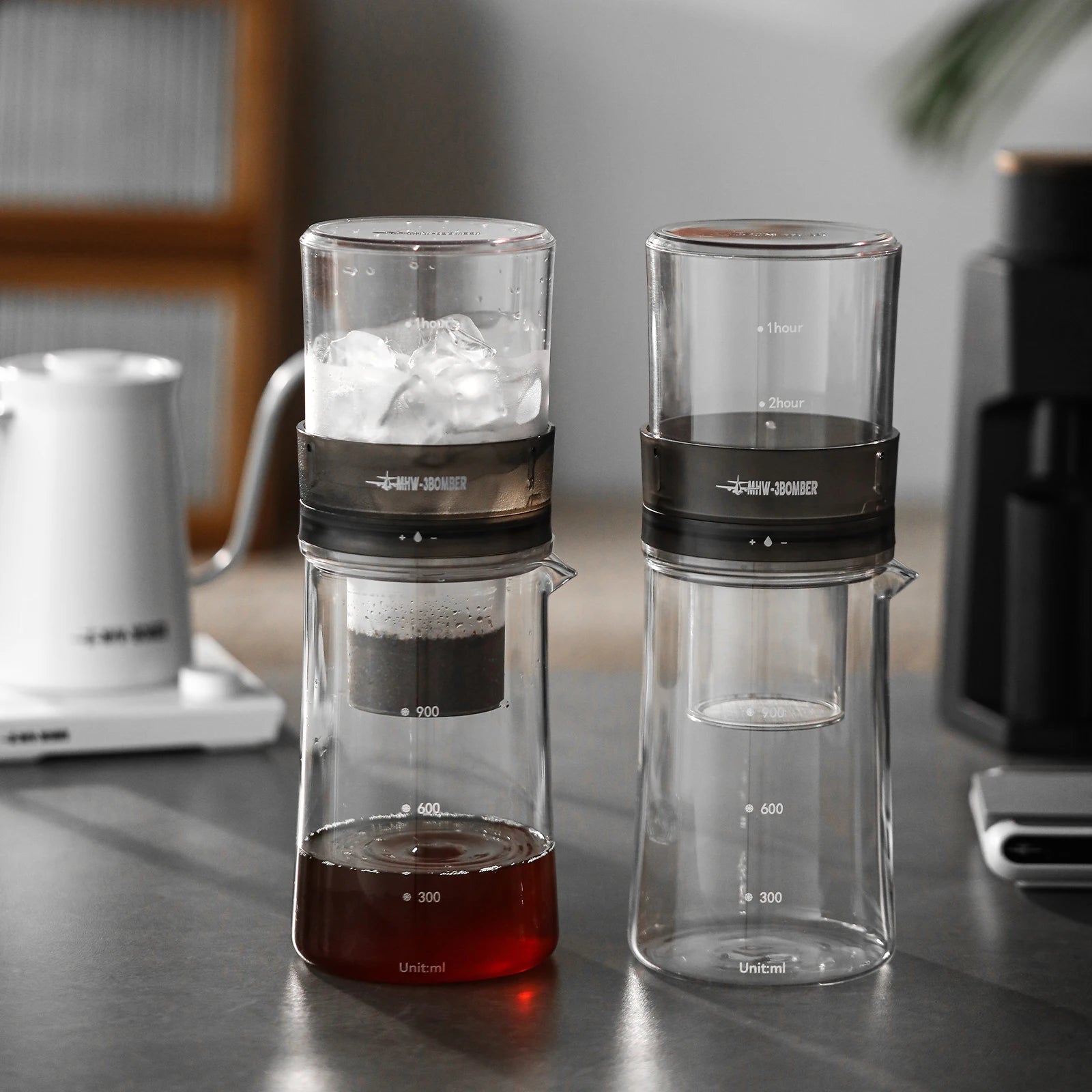 2-4 Cup Cold Brew Coffee Maker 600ml Iced Coffee Pot with 100pcs Filter Paper 300 Mesh Fine Filters