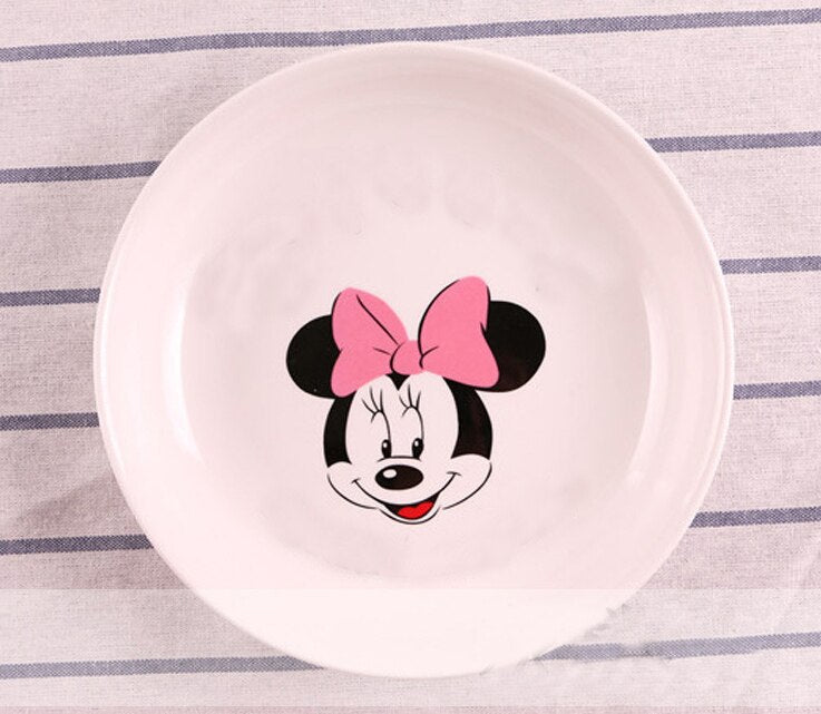 1 PC Cute Cartoon Cat Creative Dishes White Ceramic Plates Steak Western-style Food Rice Soup Bone