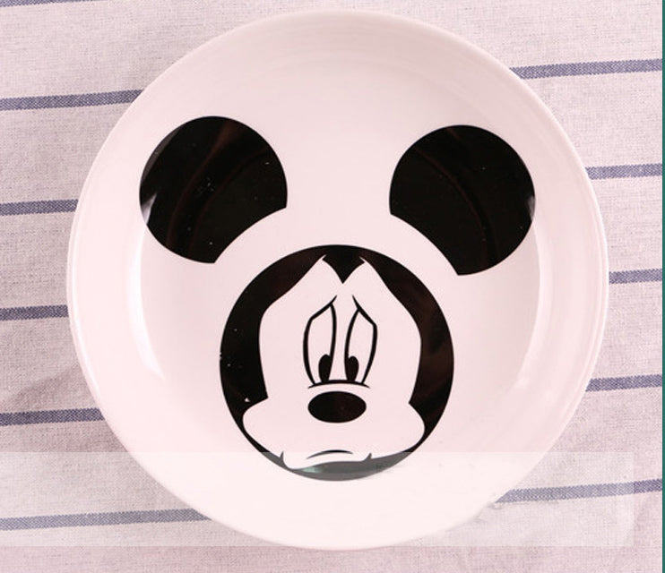 1 PC Cute Cartoon Cat Creative Dishes White Ceramic Plates Steak Western-style Food Rice Soup Bone