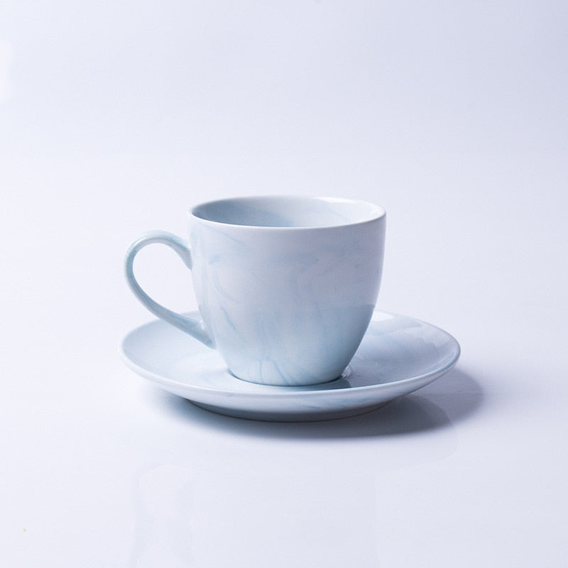 1 Pc Modern Minimalist Marbled Ceramic Coffee Cup Set Porcelain Tea Cup & Saucer Set For Gift
