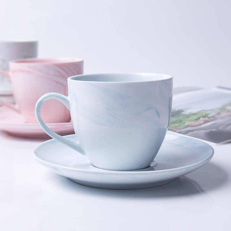 1 Pc Modern Minimalist Marbled Ceramic Coffee Cup Set Porcelain Tea Cup & Saucer Set For Gift