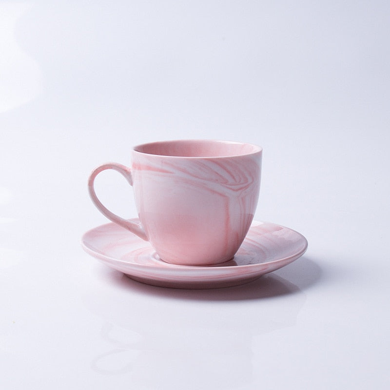 1 Pc Modern Minimalist Marbled Ceramic Coffee Cup Set Porcelain Tea Cup & Saucer Set For Gift