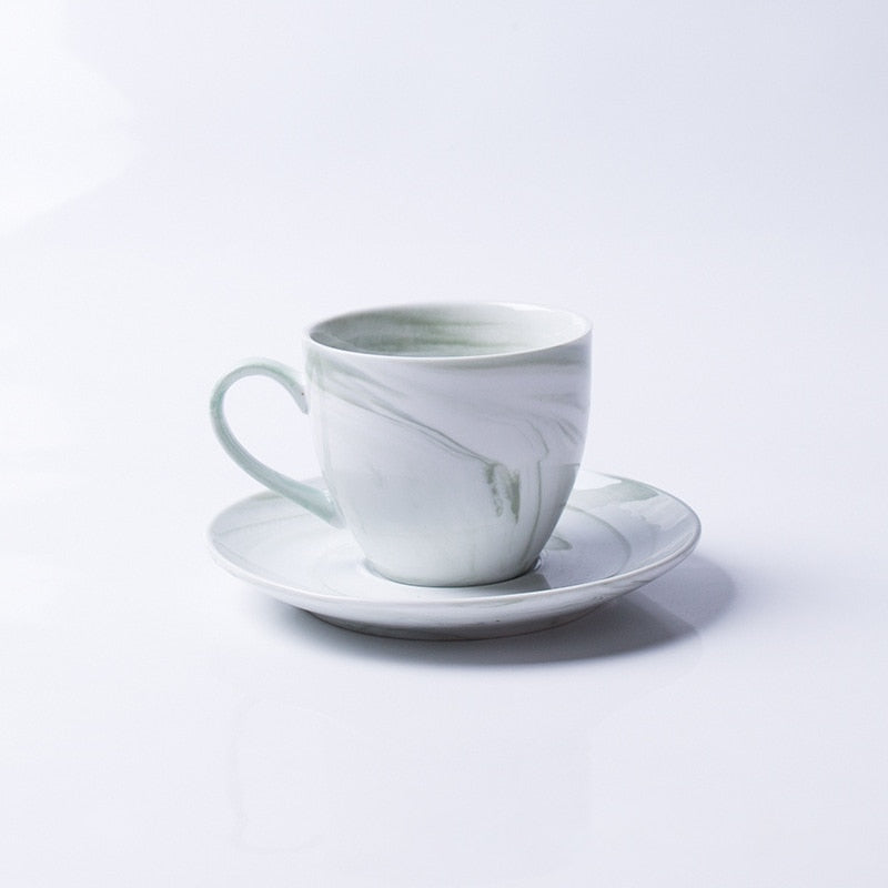 1 Pc Modern Minimalist Marbled Ceramic Coffee Cup Set Porcelain Tea Cup & Saucer Set For Gift