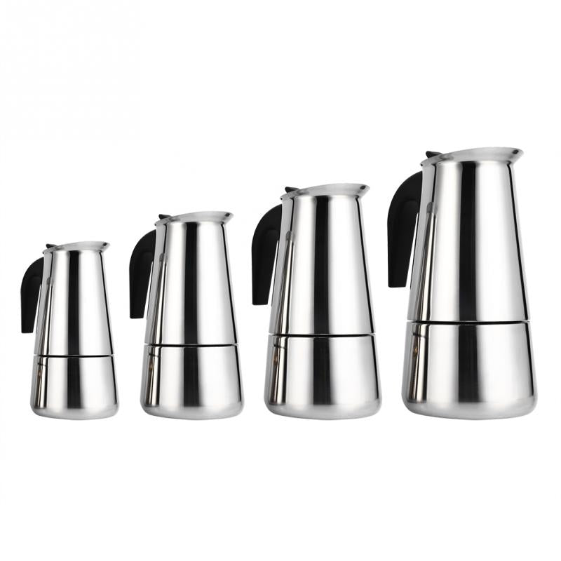 100ml/200ml/300ml/450ml Portable Espresso Coffee Maker Moka Pot Stainless Steel Coffee Brewer Pot