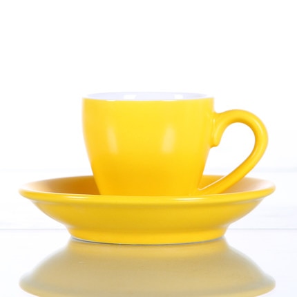 100ml Ceramic Macaron Coffee Cup – Frosted Porcelain Cup & Saucer Set in 12 Colors