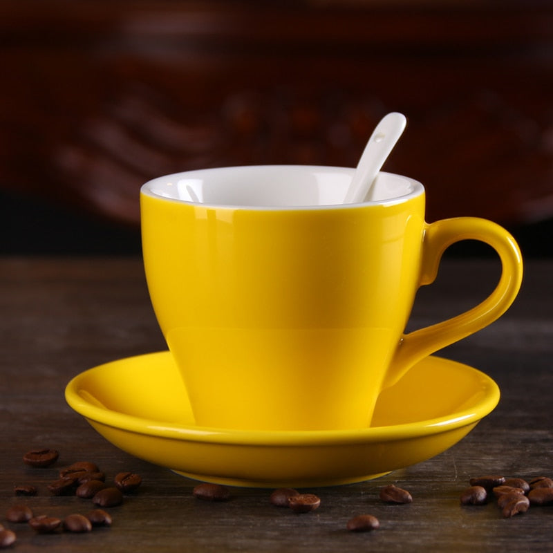 100ml Ceramic Macaron Coffee Cup – Frosted Porcelain Cup & Saucer Set in 12 Colors