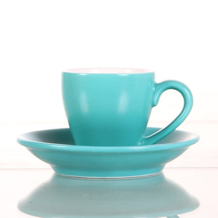 100ml Ceramic Macaron Coffee Cup – Frosted Porcelain Cup & Saucer Set in 12 Colors