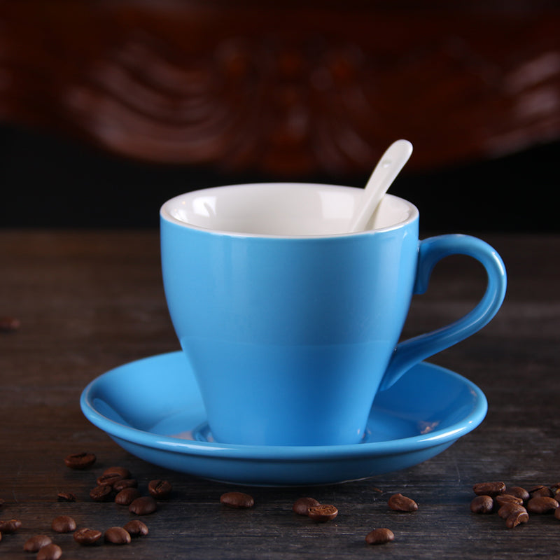 100ml Ceramic Macaron Coffee Cup – Frosted Porcelain Cup & Saucer Set in 12 Colors