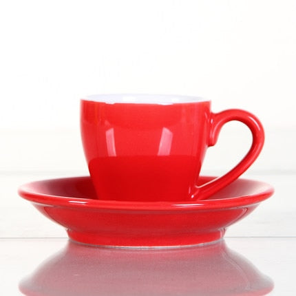 100ml Ceramic Macaron Coffee Cup – Frosted Porcelain Cup & Saucer Set in 12 Colors