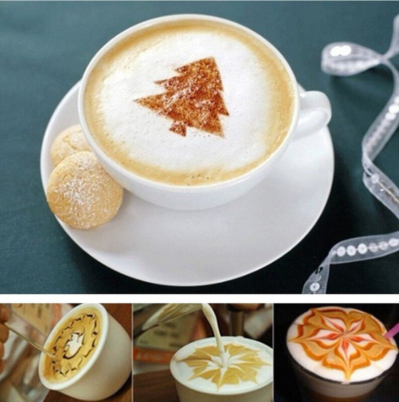16Pcs Coffee Latte Cappuccino Barista Art Stencils Cake Duster Templat –  Addicted Anger