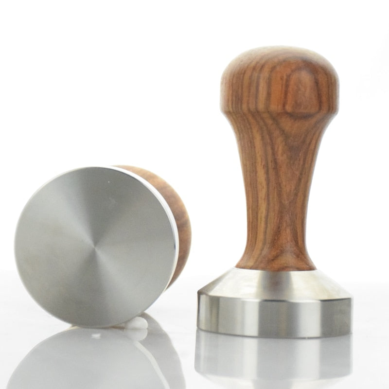 1pc Rosewood Coffee Tamper 58mm Wooden Handle With 304 Stainless Steel Base Hammer Direct Selling