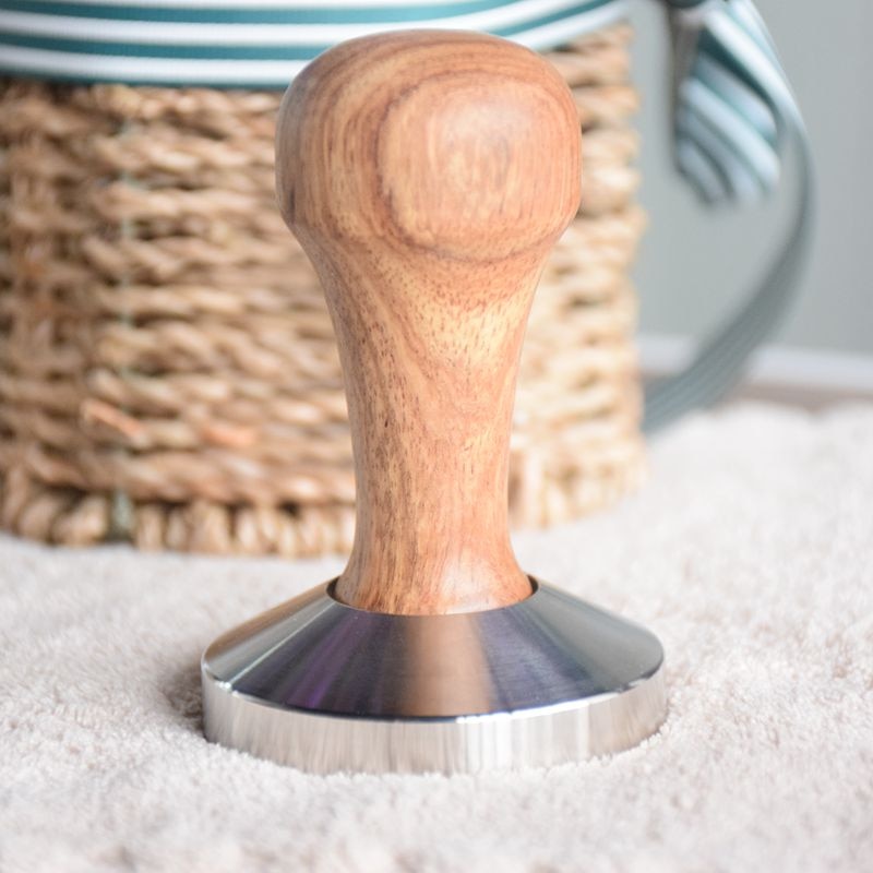 1pc Rosewood Coffee Tamper 58mm Wooden Handle With 304 Stainless Steel Base Hammer Direct Selling