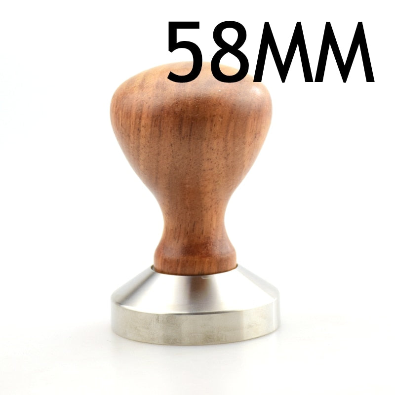 1pc Rosewood Coffee Tamper 58mm Wooden Handle With 304 Stainless Steel Base Hammer Direct Selling