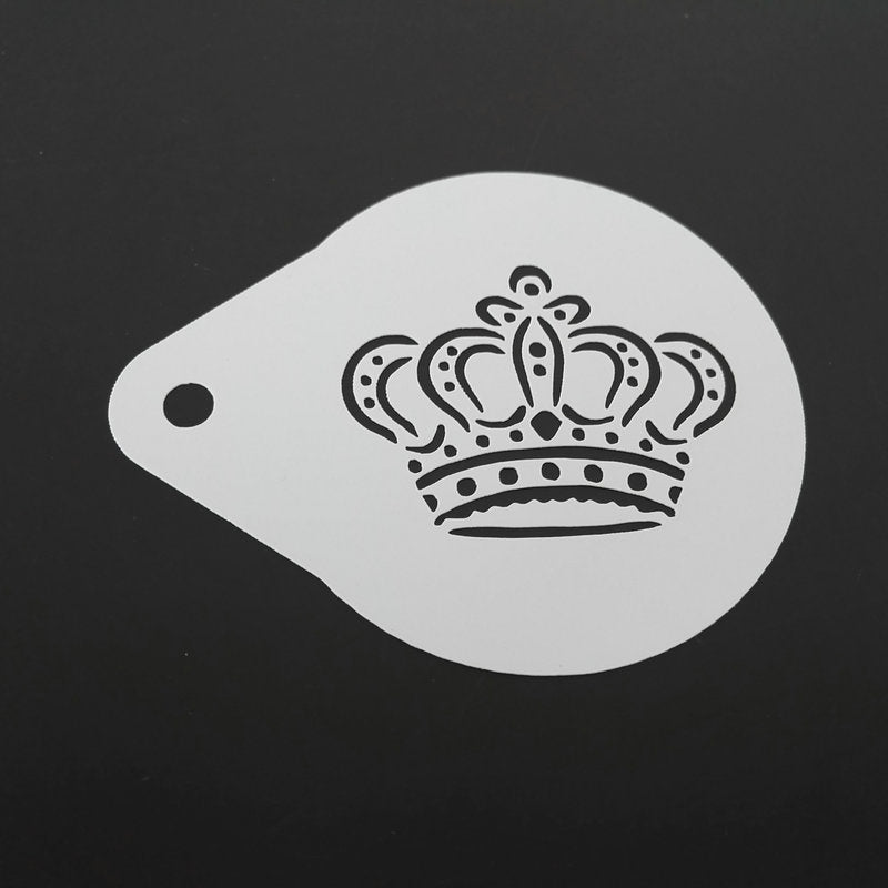 2.8 Inch King Queen Crown Coffee Stencil Latte Art Cappuccino Template Strew Pad Duster Spray Tools