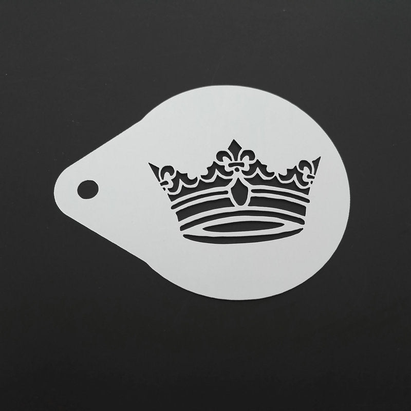 2.8 Inch King Queen Crown Coffee Stencil Latte Art Cappuccino Template Strew Pad Duster Spray Tools