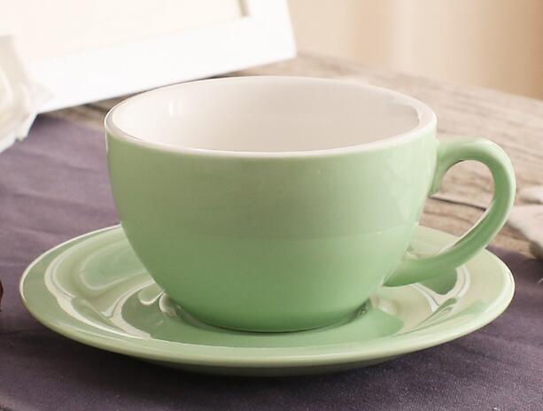 200 ml colorful thick body new bone china cappuccino cups and saucers ,ceramic coffee cup saucer