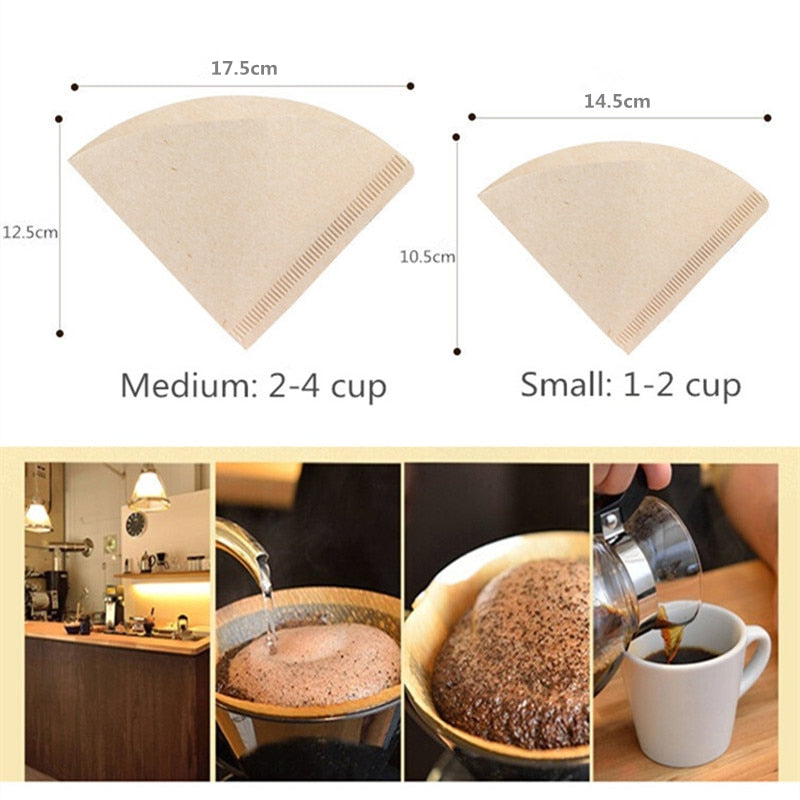 200PCS V Shape Coffee Filter Paper 1-2/2-4Cup For V60 Dripper Coffee Filters Cups Espresso Coffee