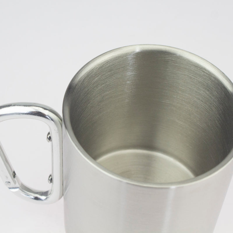 200ml, 250ml, 300ml Isolating Travel Mug Double Wall Stainless Steel Cup Carabiner Hook Handle