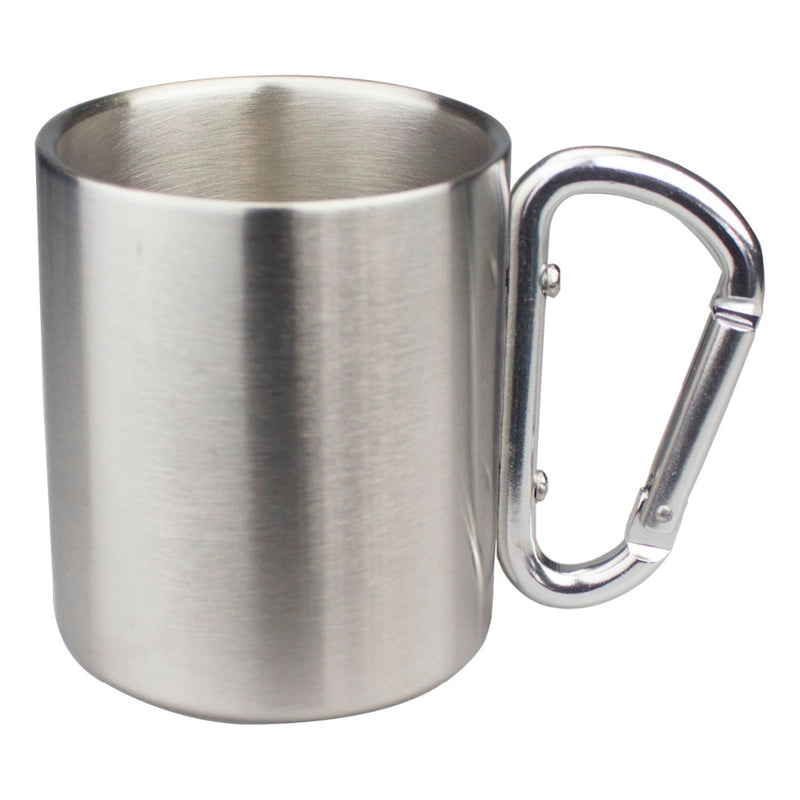 200ml, 250ml, 300ml Isolating Travel Mug Double Wall Stainless Steel Cup Carabiner Hook Handle