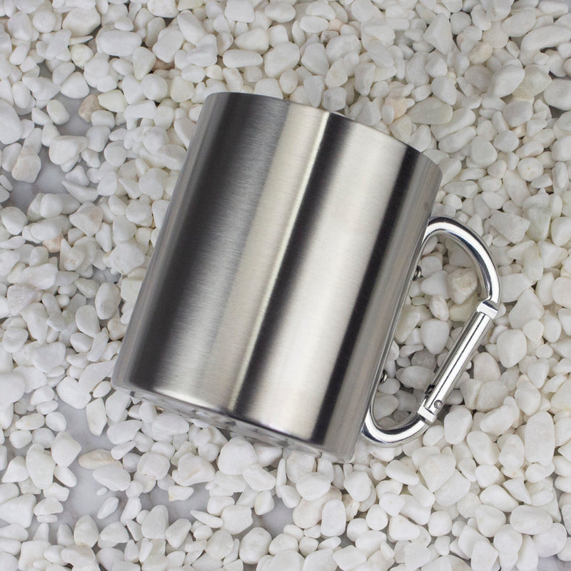 200ml, 250ml, 300ml Isolating Travel Mug Double Wall Stainless Steel Cup Carabiner Hook Handle