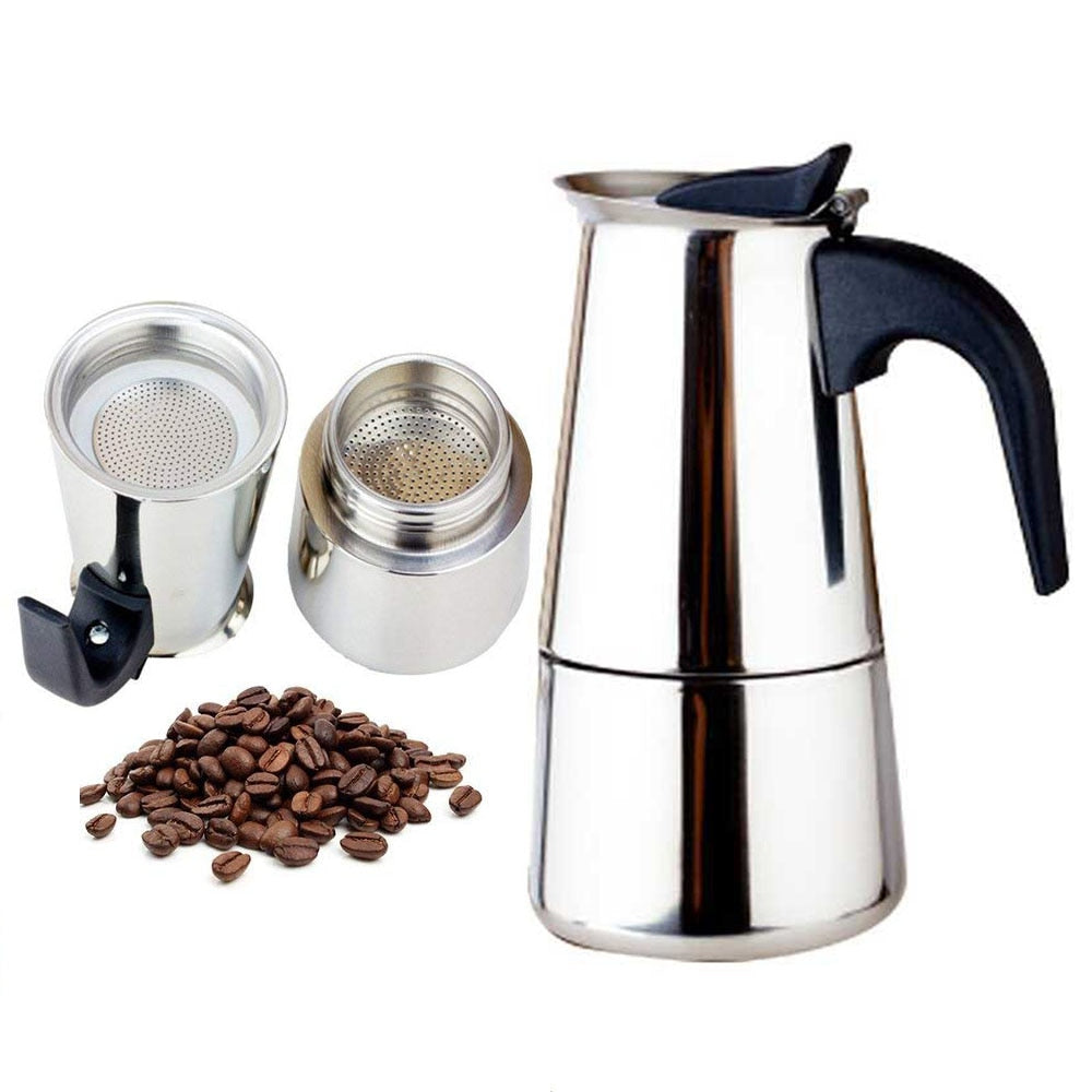 Stainless steel 304 Moka Pot Coffee Maker Stovetop Espresso Maker