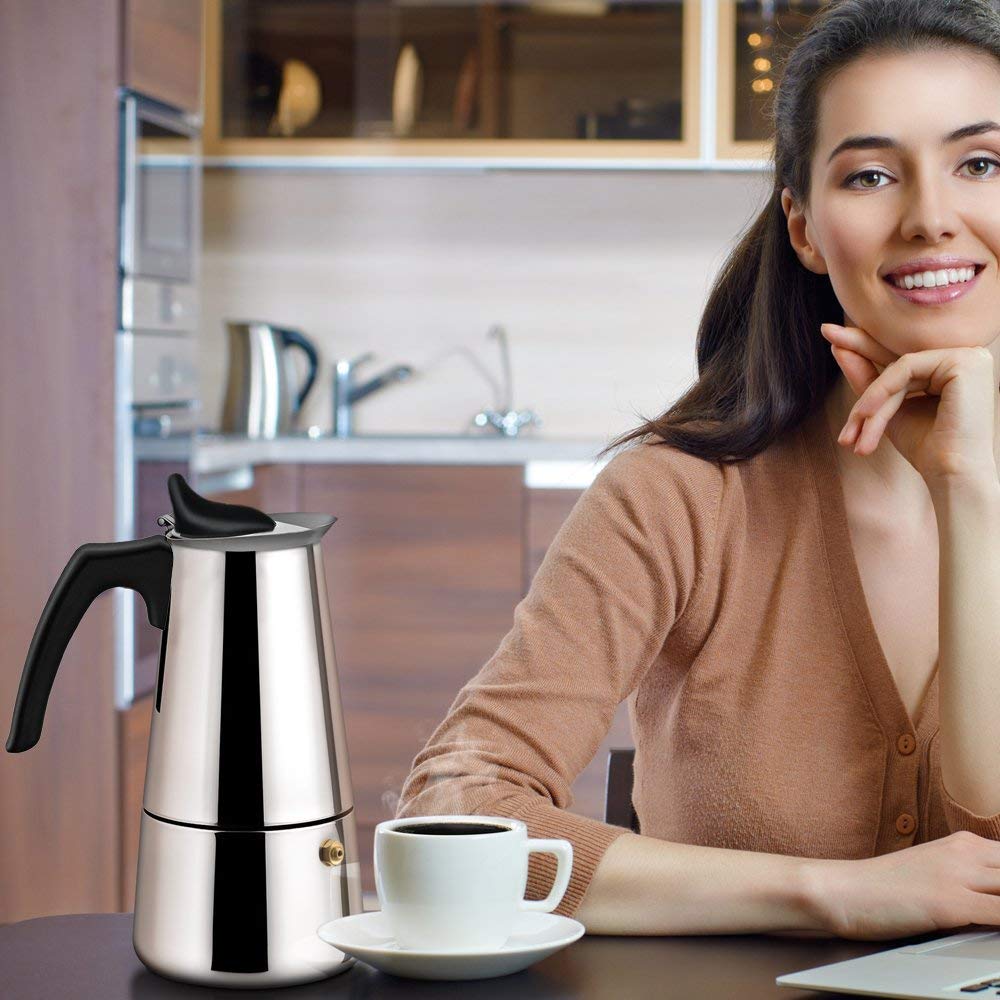 Stainless steel 304 Moka Pot Coffee Maker Stovetop Espresso Maker