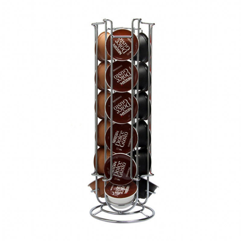 Metal Coffee Pods Holder Tower Chrome Plating Stand Coffee Capsule Storage Rack for 18pcs
