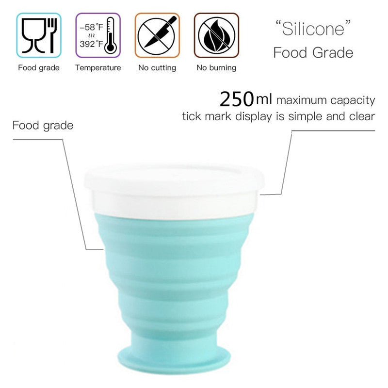 250 ml Folding Silicone Portable Silicone Telescopic Drinking Collapsible Coffee Cup Folding