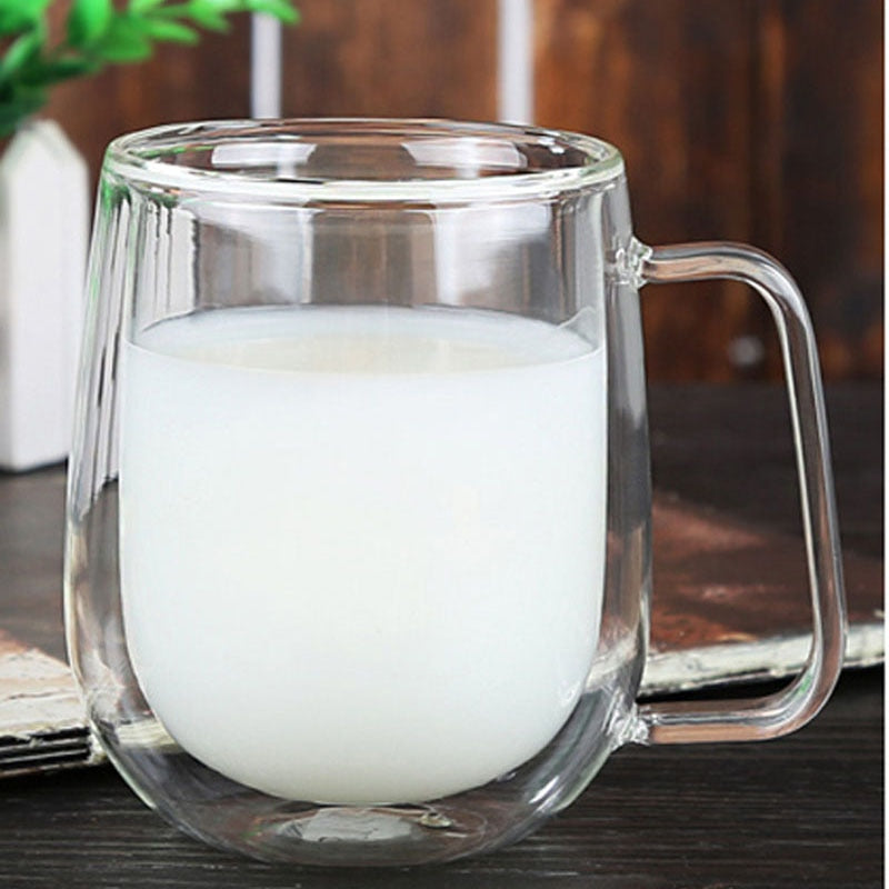 250ml High Quality Double Wall Coffee Cup Handmade Clear Heat-Resisting Tea Milk Coffee cups