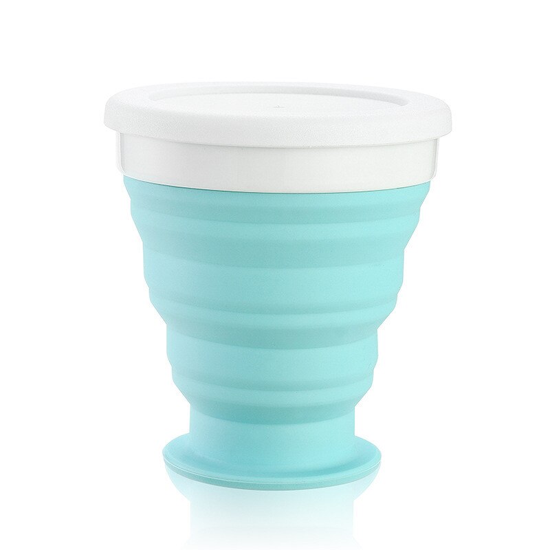 250ml NEW Portable Silicone Retractable Folding Cup with Lid Outdoor Drinking Cup Travel Camping